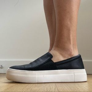 Vince Camuto Black Leather Platform Slip-ons, size 6.5